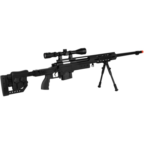 WellFire MB4411D Bolt Action Sniper Rifle w/ Scope and Bipod - BLACK