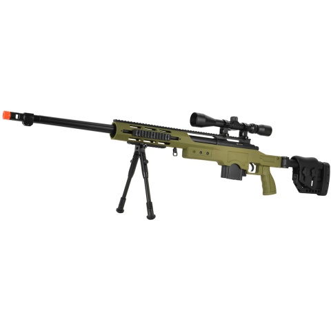 WellFire MB4411D Bolt Action Sniper Rifle w/ Scope and Bipod - OD GREEN