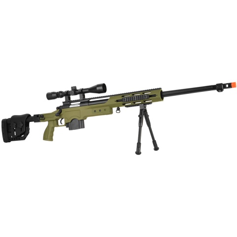 WellFire MB4411D Bolt Action Sniper Rifle w/ Scope and Bipod - OD GREEN