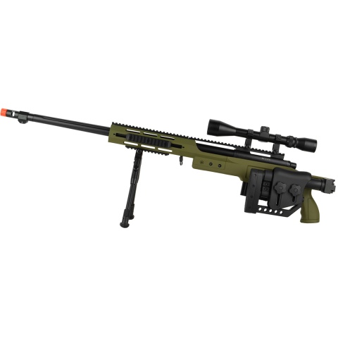 WellFire MB4411D Bolt Action Sniper Rifle w/ Scope and Bipod - OD GREEN