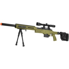 WellFire MB4410 Bolt Action Sniper Rifle w/ Scope and Bipod - OD GREEN