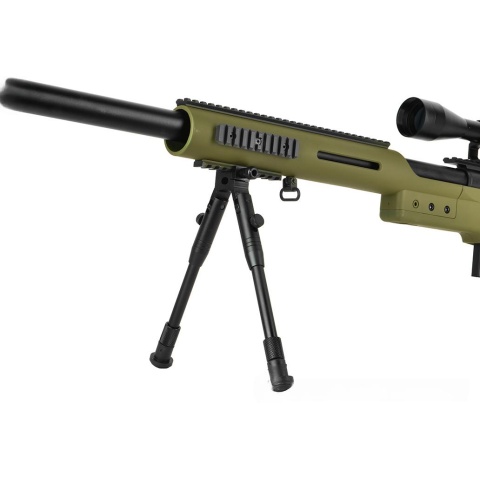 WellFire MB4410 Bolt Action Sniper Rifle w/ Scope and Bipod - OD GREEN