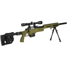 WellFire MB4410 Bolt Action Sniper Rifle w/ Scope and Bipod - OD GREEN