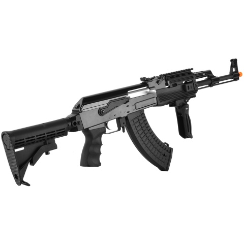 Golden Eagle AK47 RIS Tactical AEG Airsoft Gun w/ Foregrip - BLACK