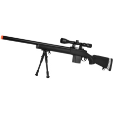 WellFire MB4404BAB Airsoft M24 Sniper Rifle w/ Scope & Bipod - BLACK