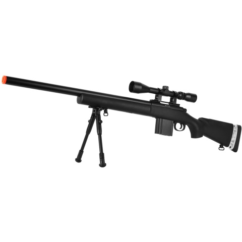 WellFire MB4404BAB Airsoft M24 Sniper Rifle w/ Scope & Bipod - BLACK