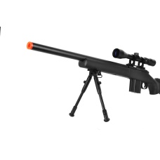 WellFire MB4404BAB Airsoft M24 Sniper Rifle w/ Scope & Bipod - BLACK