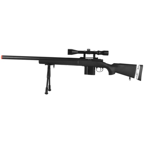 WellFire MB4404BAB Airsoft M24 Sniper Rifle w/ Scope & Bipod - BLACK
