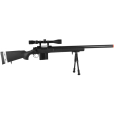 WellFire MB4404BAB Airsoft M24 Sniper Rifle w/ Scope & Bipod - BLACK