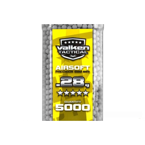 Valken Tactical 0.28g Seamless 6mm Airsoft BBs - 5000rd Bottle