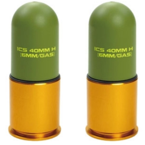 ICS 2X Lightweight 40mm Green Gas Airsoft 70rd Grenade Shell