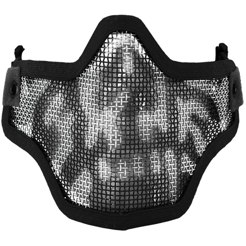 CYMA Airsoft Steel Mesh Adjustable Lower Face Mask - BLACK SKULL