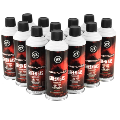 FirePower Airsoft Green Gas 8 Ounce Can for Gas Guns - 12 Pack Box - DISCONTINUED