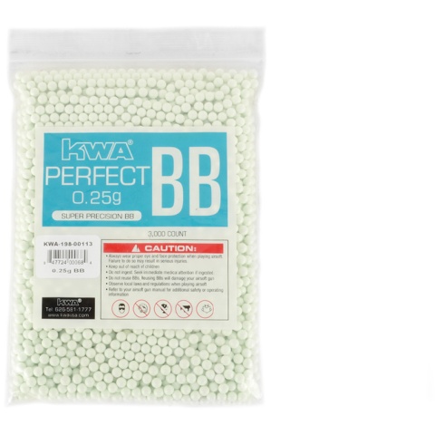KWA Perfect 0.25g Seamless Precision 6mm Airsoft BBs - 3000rd Bag