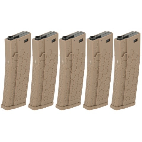 Dytac Hexmag Airsoft 120rds Magazines for M4 AEGs 5 Pack - TAN