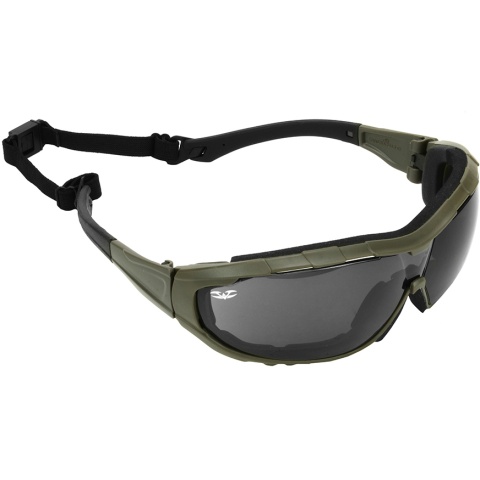 Valken Tactical Axis Tactical Goggles w/ Retention Strap - SMOKE GREEN