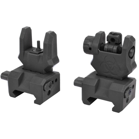 UK Arms ZAA Flip-up Rifle Sight Set (Front and Rear) - BLACK