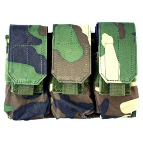 AMA MOLLE Triple Rifle Airsoft Magazine Pouch - WOODLAND CAMO