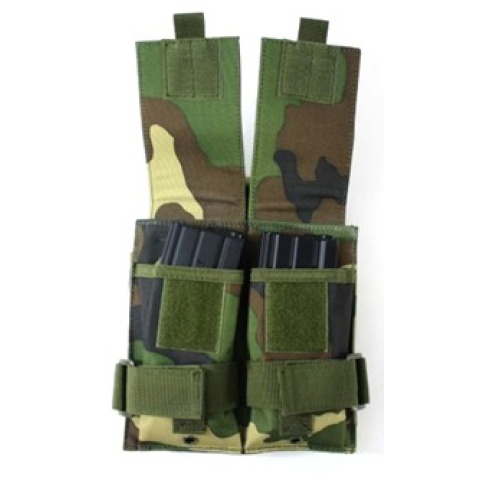AMA Double M4 Airsoft Magazine Drop Leg Pouch - WOODLAND