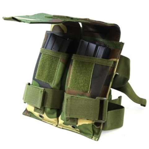 AMA Double M4 Airsoft Magazine Drop Leg Pouch - WOODLAND