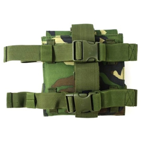 AMA Double M4 Airsoft Magazine Drop Leg Pouch - WOODLAND