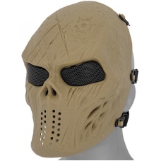 Airsoft Villain Skull Mesh Face Mask - TAN