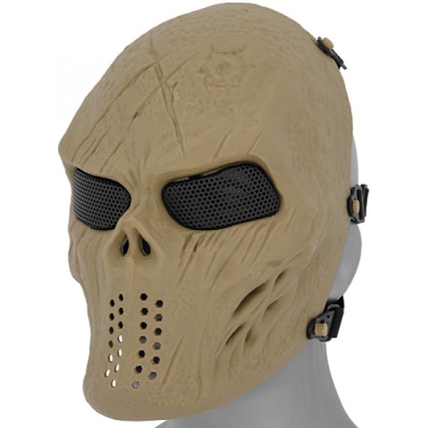 Airsoft Villain Skull Mesh Face Mask - TAN