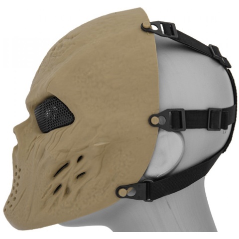 Airsoft Villain Skull Mesh Face Mask - TAN
