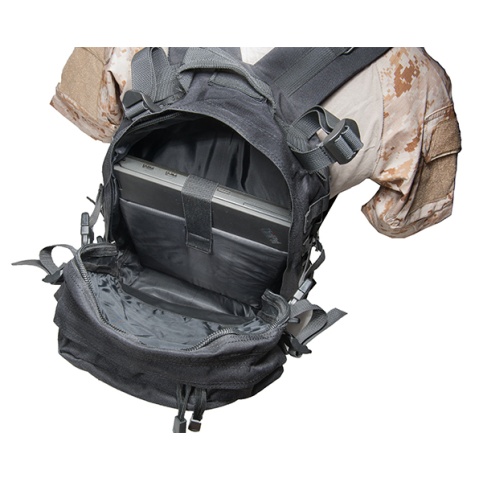 AMA Large 600D Polyester 3D Outdoor Backpack - BLACK