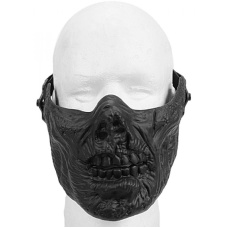 Airsoft Half Face Zombie Skull Mask - BLACK