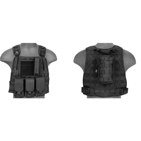 Lancer Tactical Airsoft MOLLE Tactical Vest w/ Pouch System - BLACK