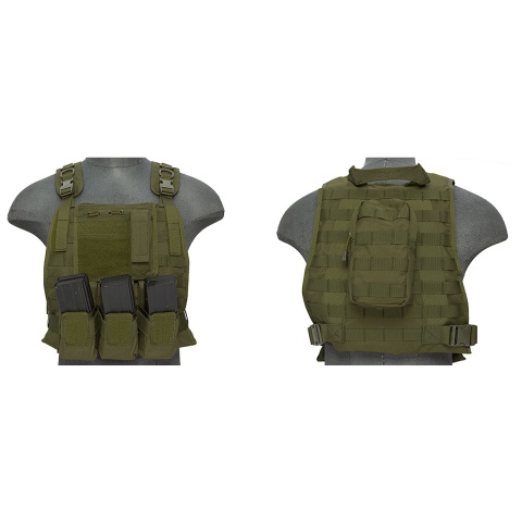 Lancer Tactical Airsoft MOLLE Tactical Vest w/ Pouch System - OD