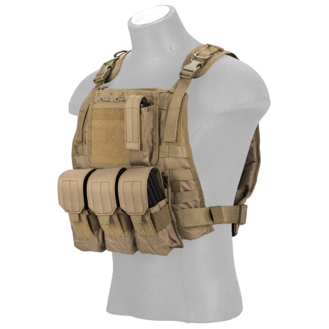 Lancer Tactical Airsoft MOLLE Tactical Vest w/ Pouch System (Tan)