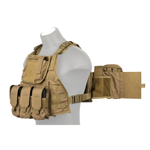 Lancer Tactical 600D Polyester Tactical Assault Vest - TAN