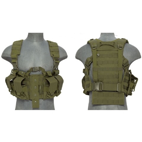 Lancer Tactical Airsoft M4 Chest Harness MOLLE Rig - OD