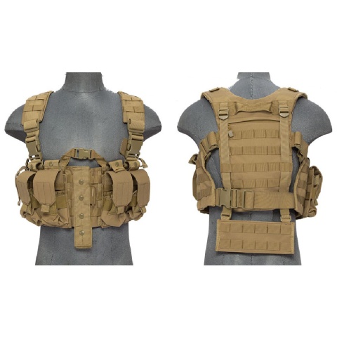 Lancer Tactical Airsoft M4 Chest Harness MOLLE Rig [Nylon] - TAN