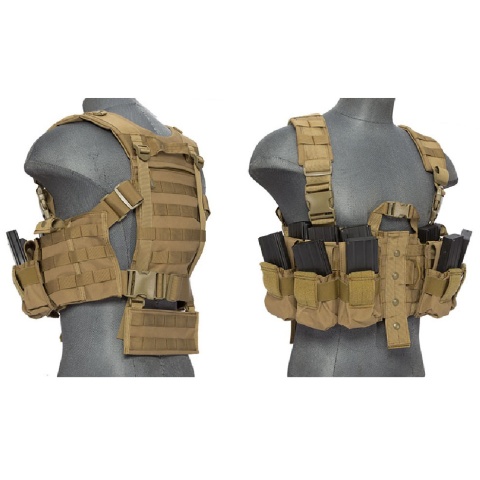 Lancer Tactical Airsoft M4 Chest Harness MOLLE Rig - TAN