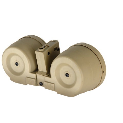 ICS Airsoft M4 AEG 2500rd Adaptive Drum Magazine w/ Mag Adapter - TAN