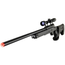WELL Airsoft MB04 Bolt Action Rifle w/ Scope Adjustable Cheek Rest - BLACK
