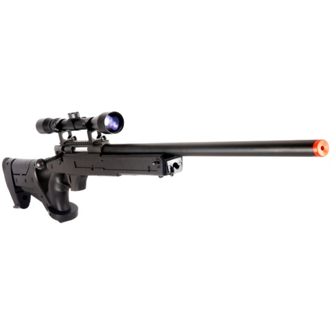 WELL Airsoft MB04 Bolt Action Rifle w/ Scope Adjustable Cheek Rest - BLACK