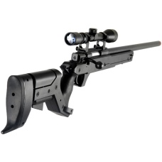 WELL Airsoft MB04 Bolt Action Rifle w/ Scope Adjustable Cheek Rest - BLACK