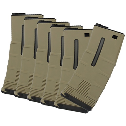 ICS T-Mag 180rd Mid-Cap Magazine 6 Pack for M4 / M16 AEG - TAN