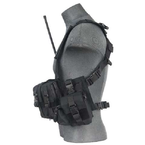 Lancer Tactical 600D Airsoft Load Bearing Chest Rig w/ Zipper - BLACK