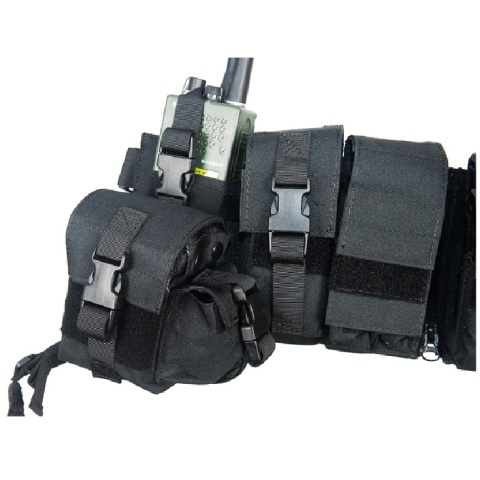 Lancer Tactical 600D Airsoft Load Bearing Chest Rig w/ Zipper - BLACK