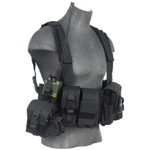 Lancer Tactical 600D Airsoft Load Bearing Chest Rig w/ Zipper - BLACK