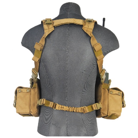 Lancer tactical Airsoft T1G Load Bearing Chest Rig with Zipper - TAN