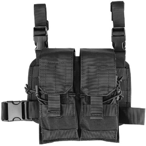 Lancer Tactical Airsoft 2x2 Magazine Pouch Leg Rig - BLACK