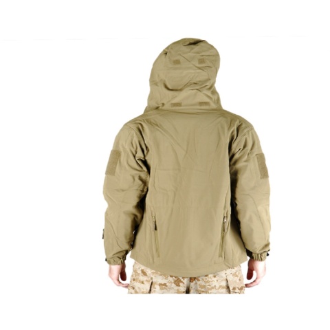 Lancer Tactical Airsoft Soft Shell Jacket w/ Hood - TAN