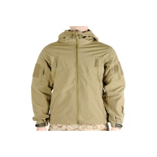 Lancer Tactical Airsoft Soft Shell Jacket w/ Hood - TAN