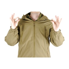 Lancer Tactical Airsoft Soft Shell Jacket w/ Hood - TAN